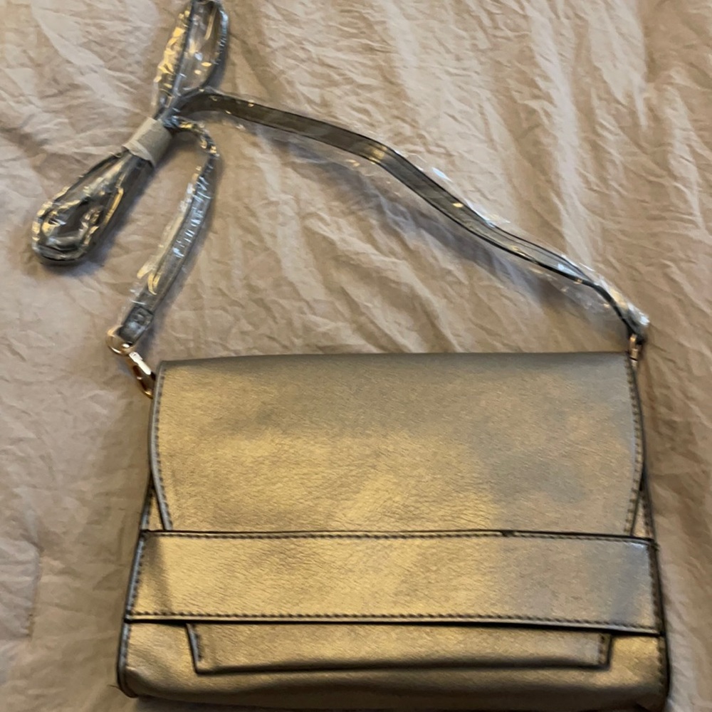 Summer & Rose gold metallic clutch with strap